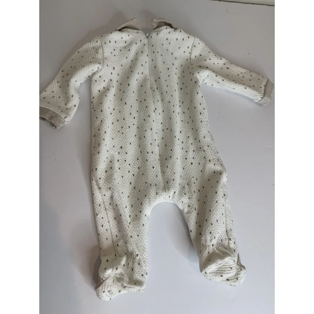 Mayoral Newborn Footed Romper 0-1 Months Beige‎ Brown Dots Cotton Baby Outfit